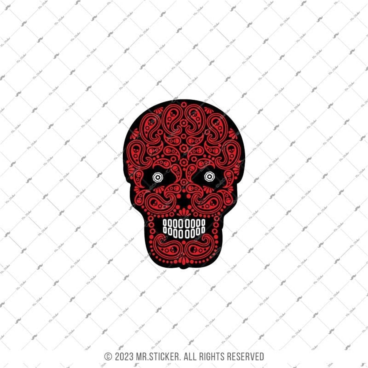 SKL58 Kirmizi Sugar Skull Etiketi