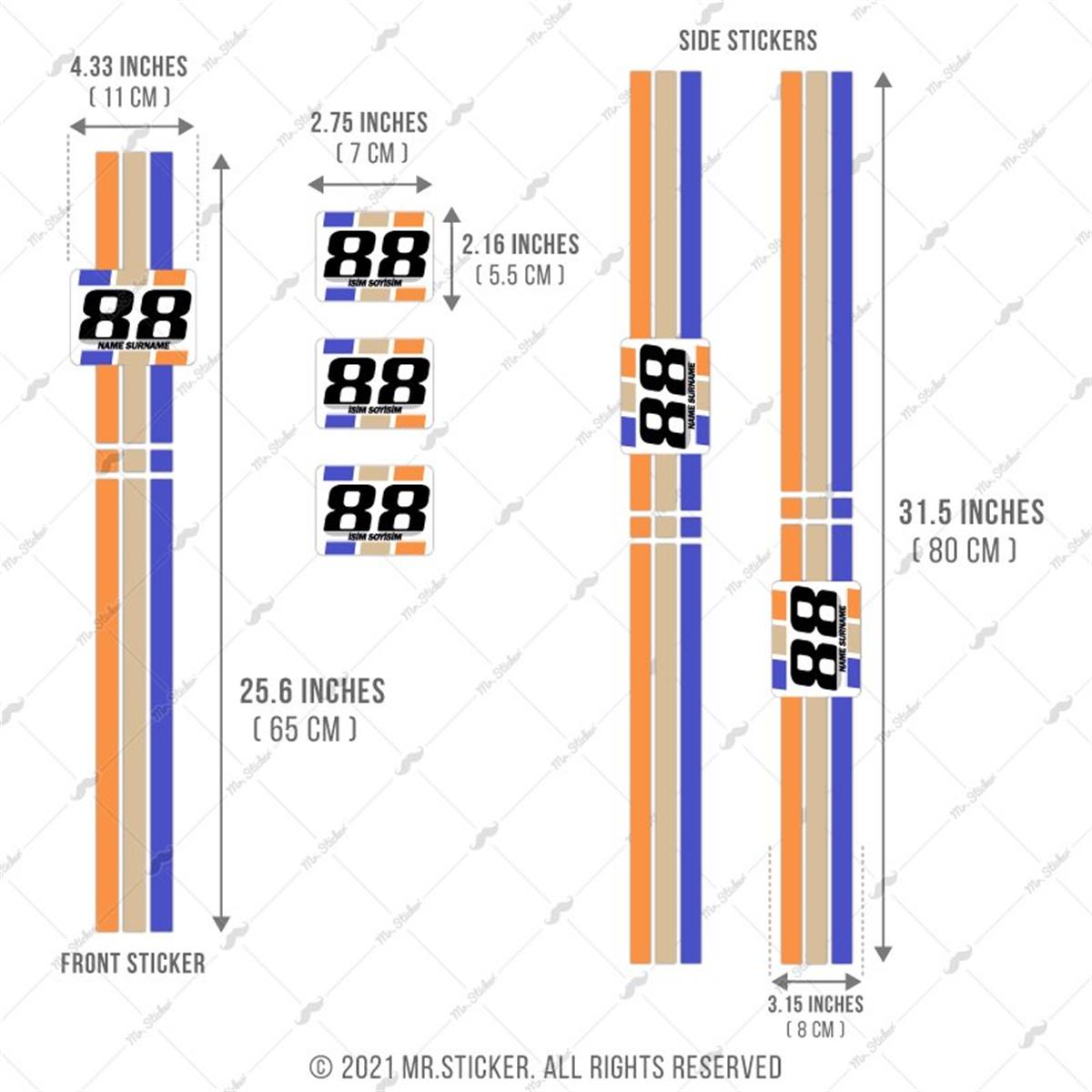 STS55VP Mavi Krem Turuncu Desenli Şerit