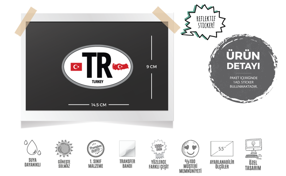 ULK20 Turkiye (TR) Reflektif Ulke Etiketi