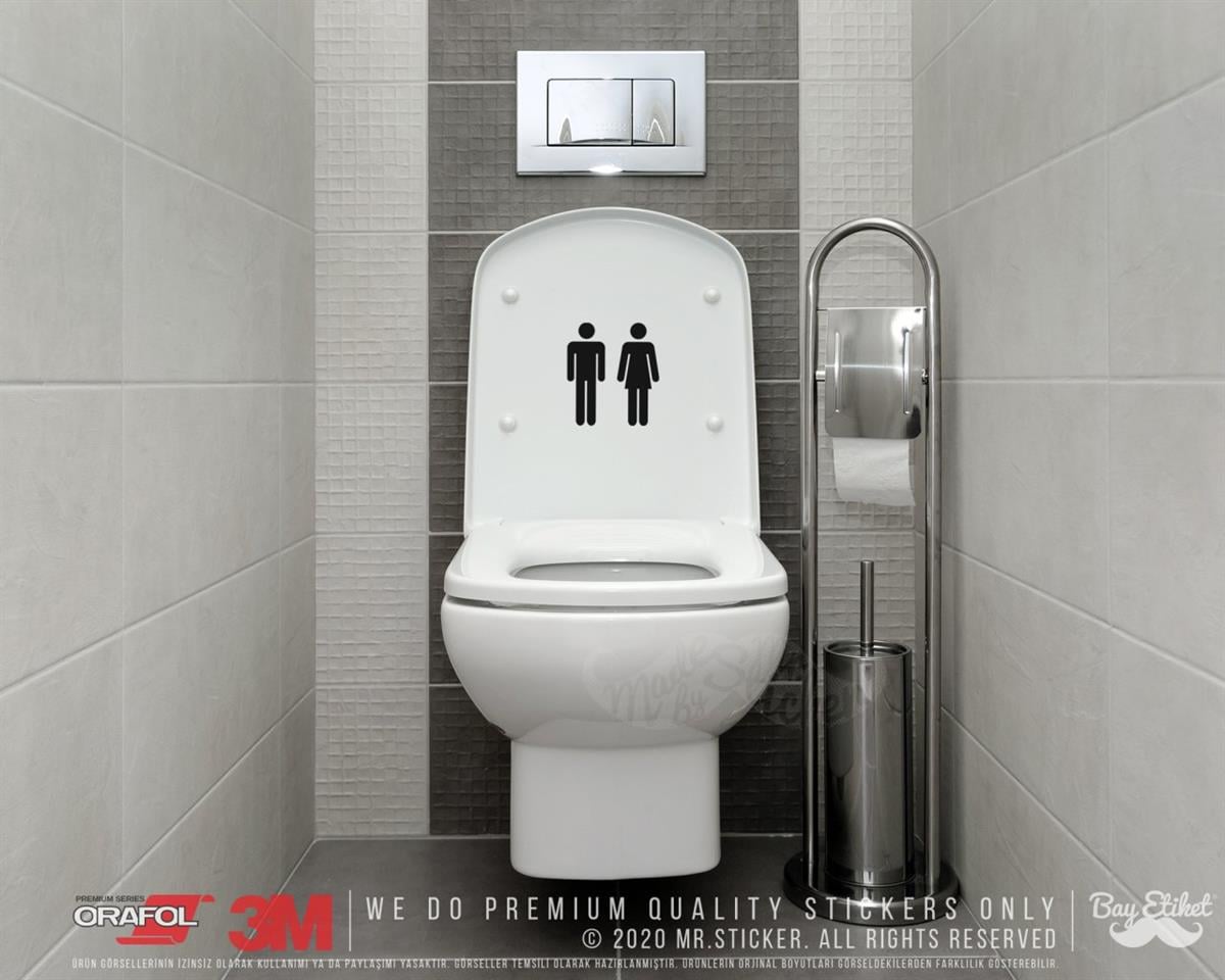 WC1 Bay Bayan Tuvalet Simgesi Etiketi