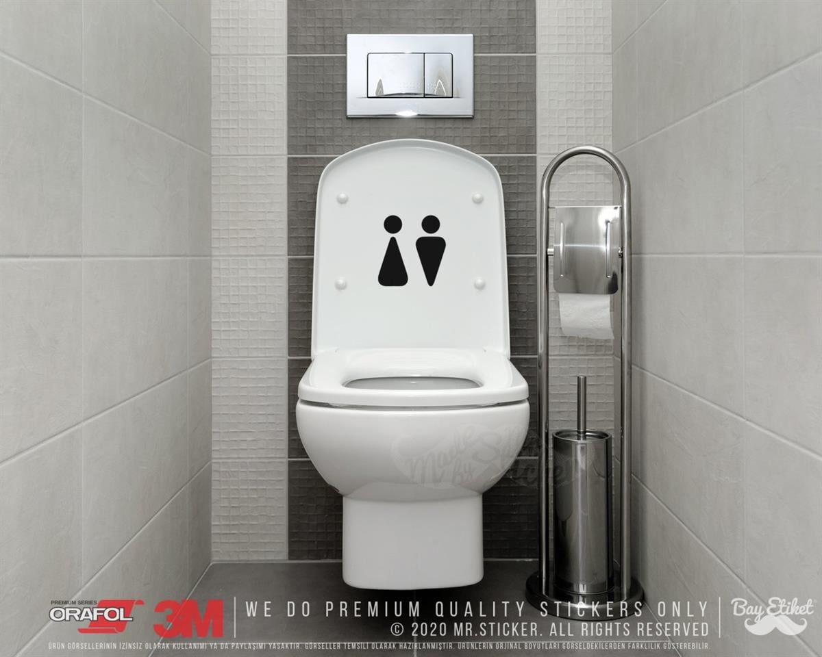 WC3 Bay Bayan Tuvalet Simgesi Etiketi