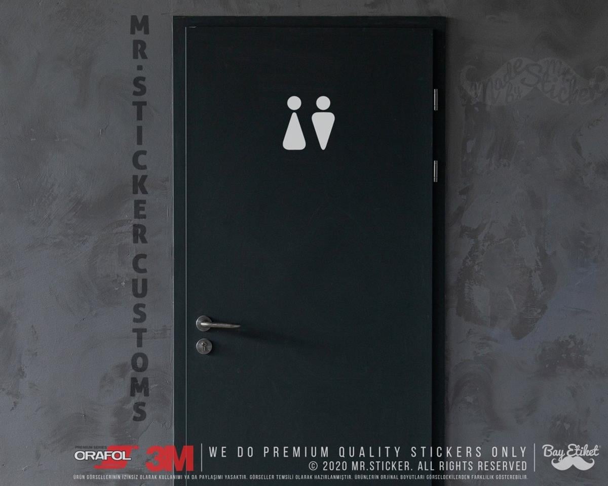 WC3 Bay Bayan Tuvalet Simgesi Etiketi