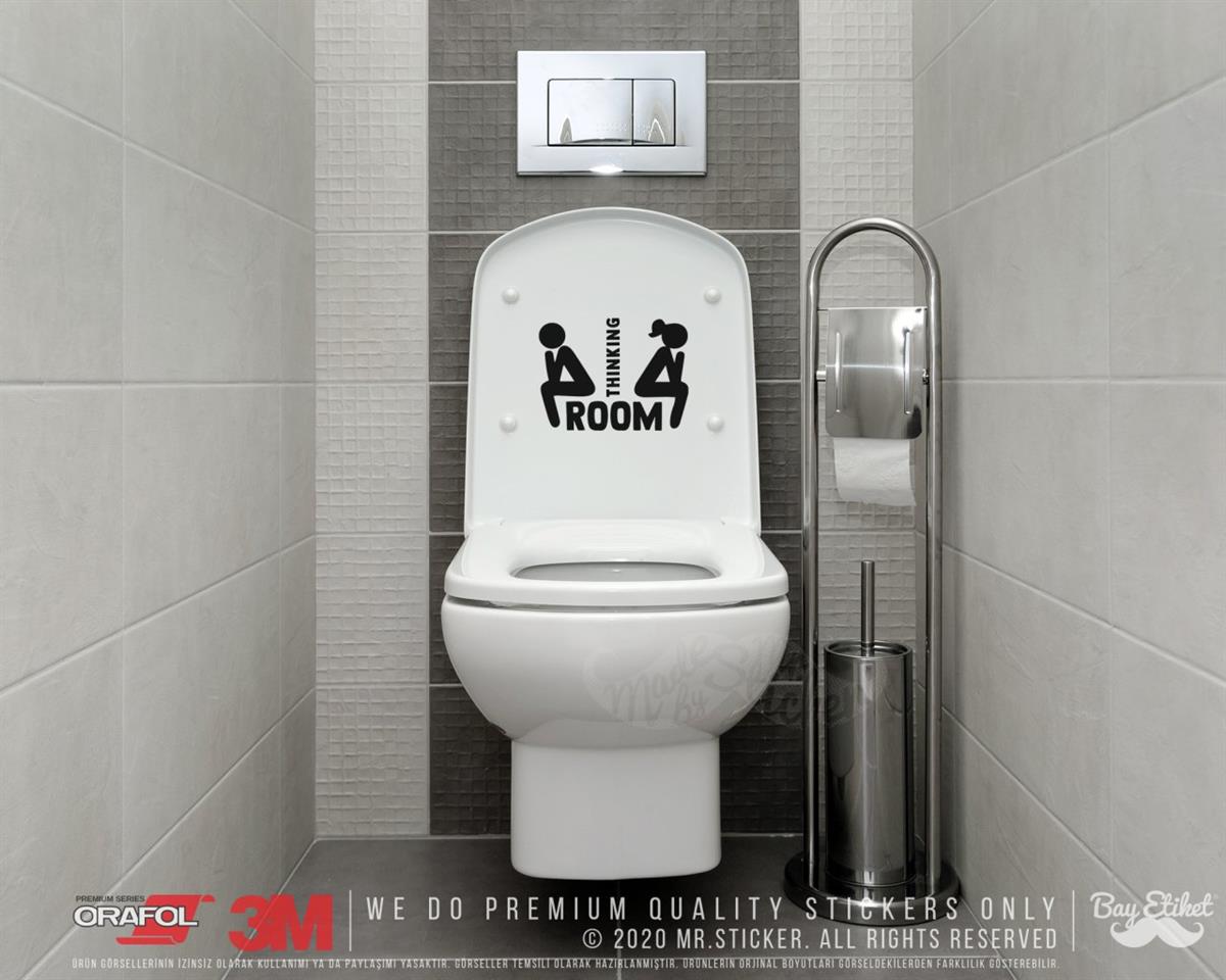 WC4 Dusunme Odasi Yazili Tuvalet Simgesi Etiketi