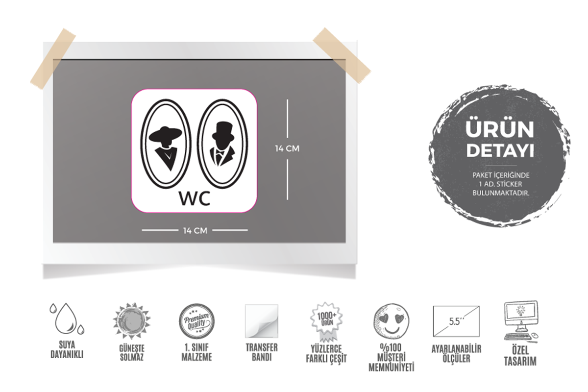 WC6 Bay Bayan Tuvalet Simgesi Sade Tasarim