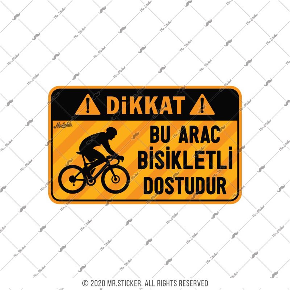 WRN49 Bu Arac Bisikletli Dostudur Etiketi - Turuncu
