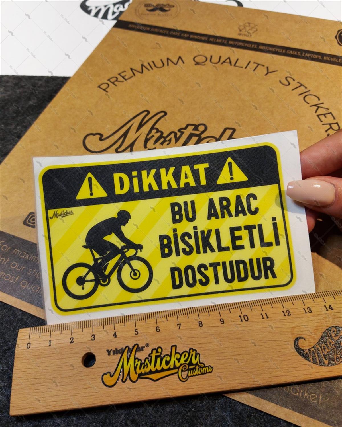 WRN50 Bu Arac Bisikletli Dostudur Etiketi - Sari
