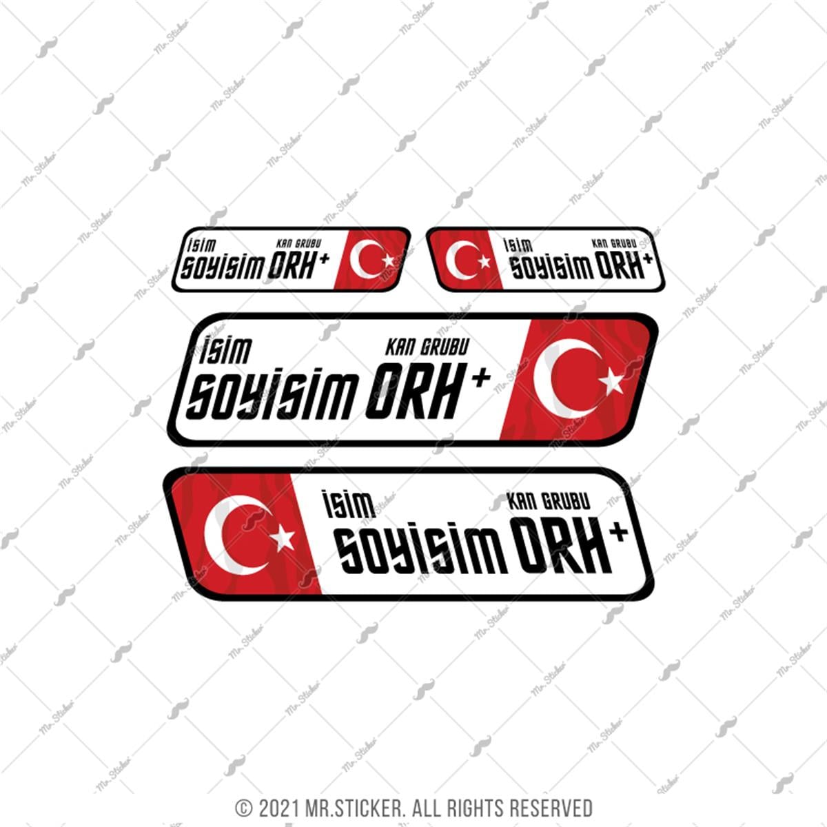 BT09 Isme Ozel Reflektif Kan Grubu Etiket Seti - Ozel Seri