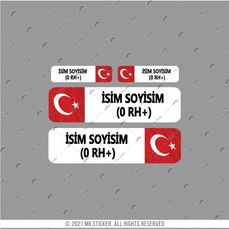 BT10 Isme Ozel Reflektif Kan Grubu Etiket Seti