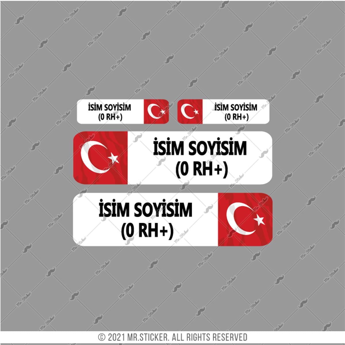 BT10 Isme Ozel Reflektif Kan Grubu Etiket Seti