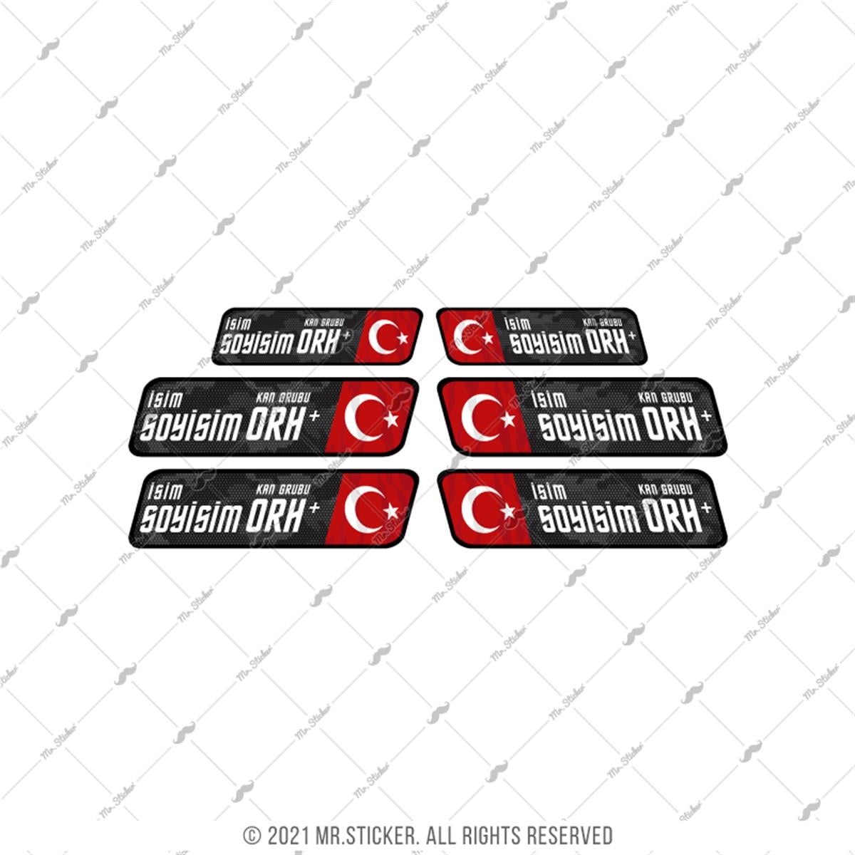 BT60 Kamuflaj Desenli Isme Ozel Kan Grubu Etiket Seti