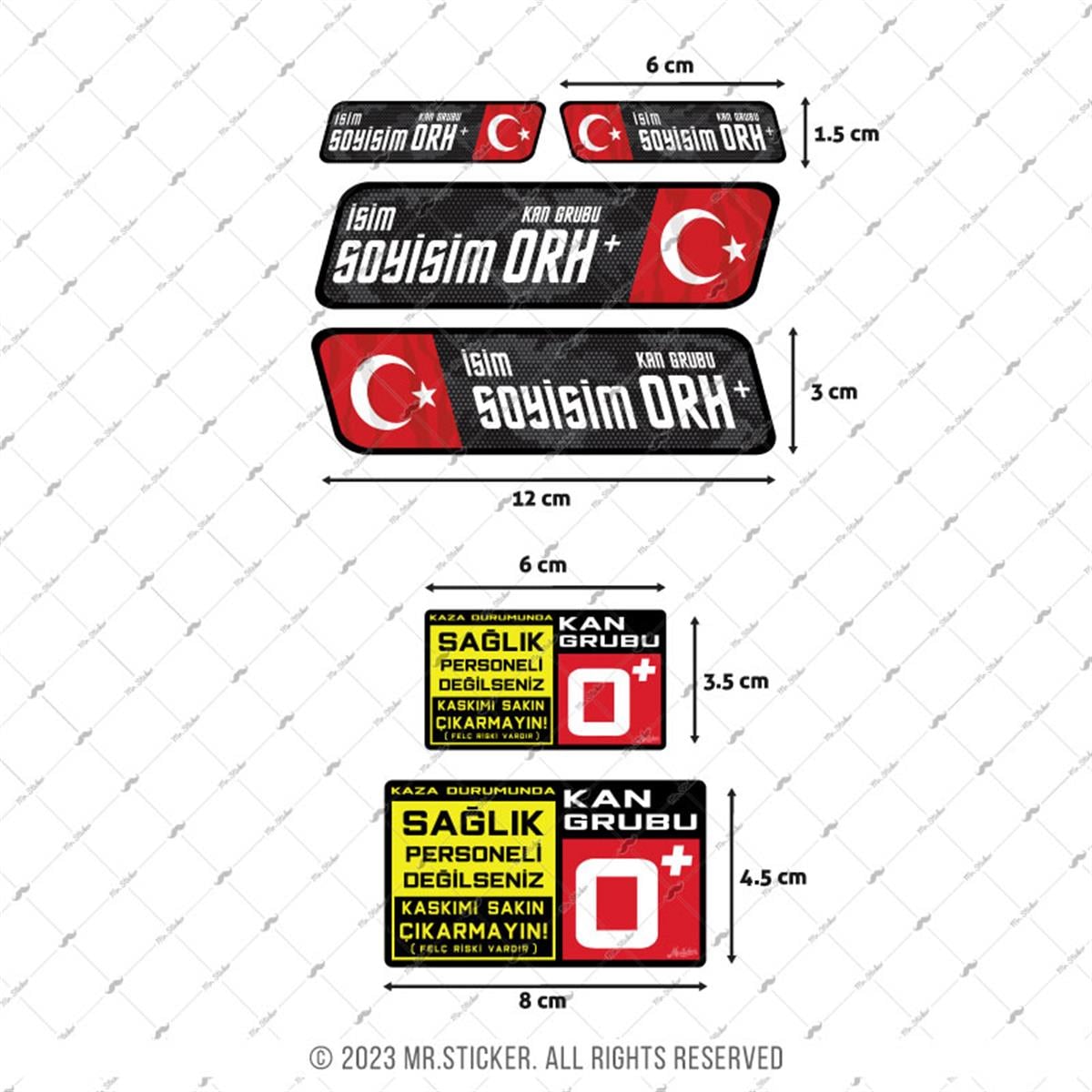 BT60 Kamuflaj Desenli Isme Ozel Kan Grubu Etiket Seti