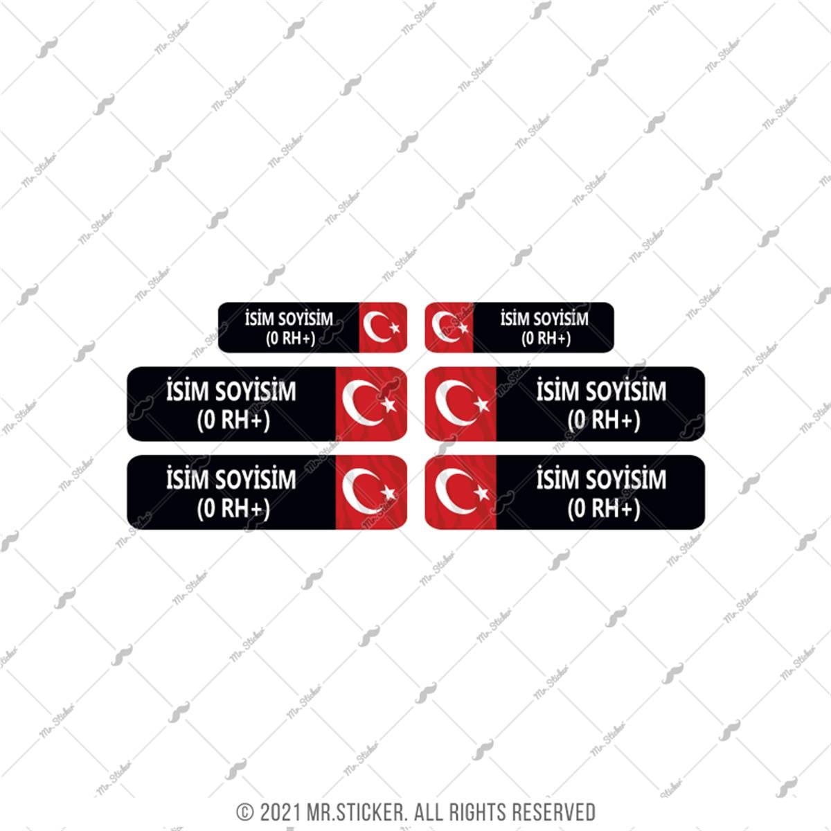 BT70 Isme Ozel Reflektif Kan Grubu Etiket Seti