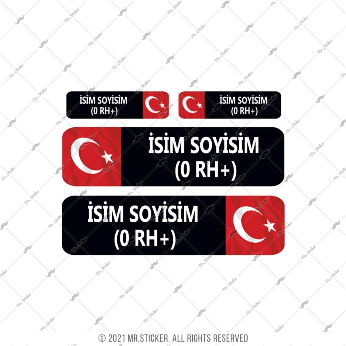BT70 Isme Ozel Reflektif Kan Grubu Etiket Seti