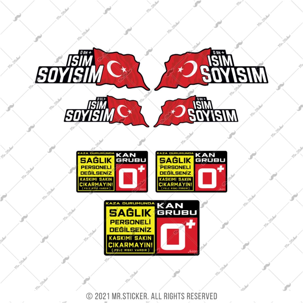 BT80 Ozel Seri Isme Ozel Reflektif Kan Grubu Etiket Seti