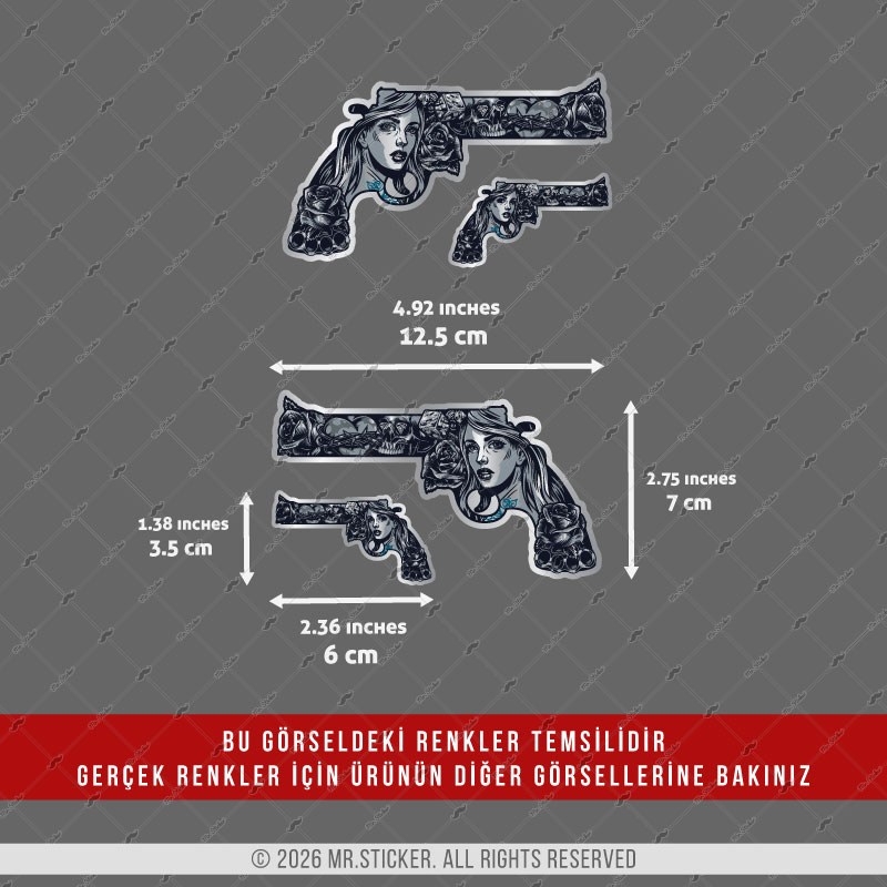 CHR17 Krom Seri Gengsta Motifli Pistol Etiketi