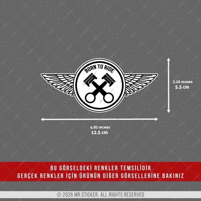 CHR31 Krom Seri Born to Ride Yazılı Etiket