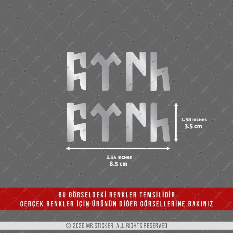 CHR5 Krom Seri Göktürkçe Türk Yazısı Etiketi İkili Set