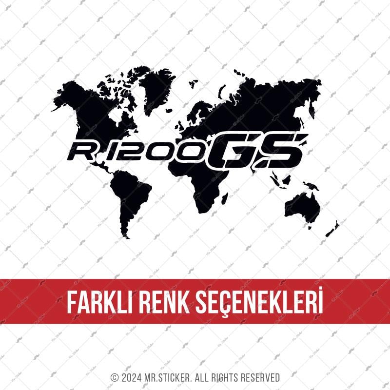 CSE8 GS1200 Detayli Dunya Haritasi Desen Sticker - Renk Seçenekli