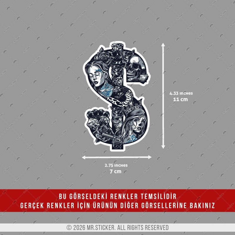 CSFT25 Renk Değiştiren Gangsta Motifli Dolar Etiketi