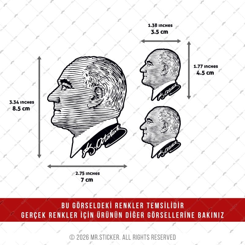 CSFT8 Renk Değiştiren Seri Ataturk Cizgi Calisma Etiket Seti