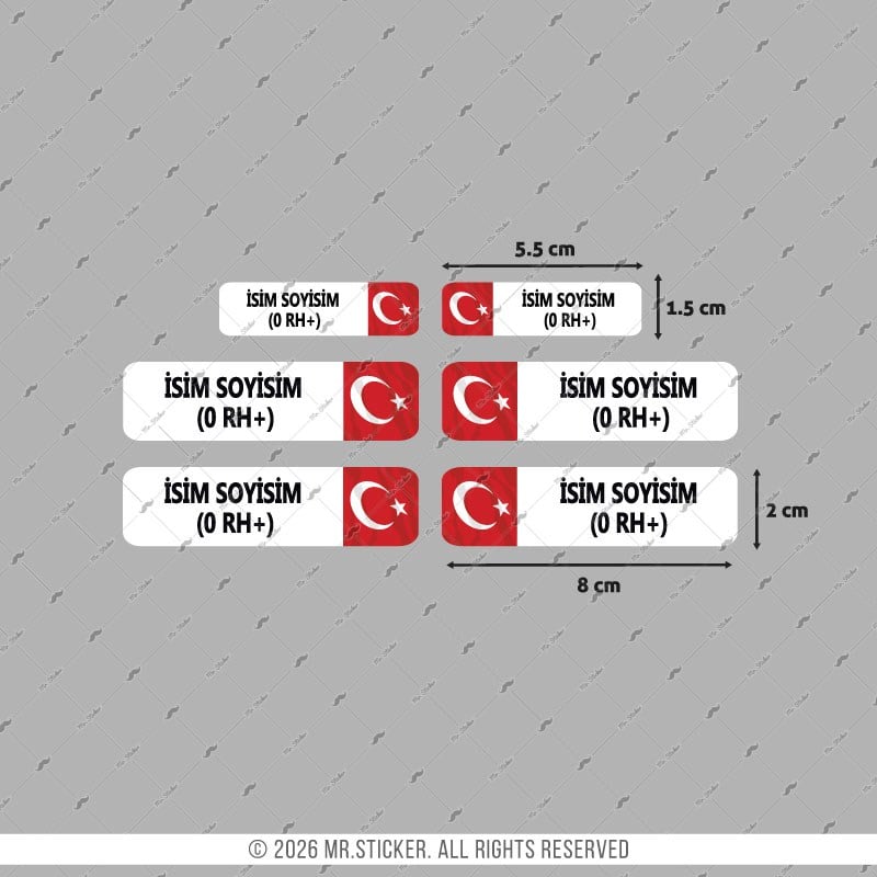 CSFTBT10 Isme Ozel Kan Grubu Etiket Seti - Renk Değiştiren Seri