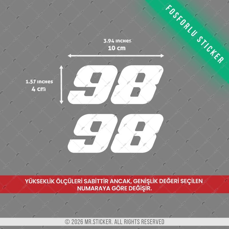 GIDW2 Numara Seçenekli Karanlıkta Işıldayan 2li Set Numara Stickerı 
