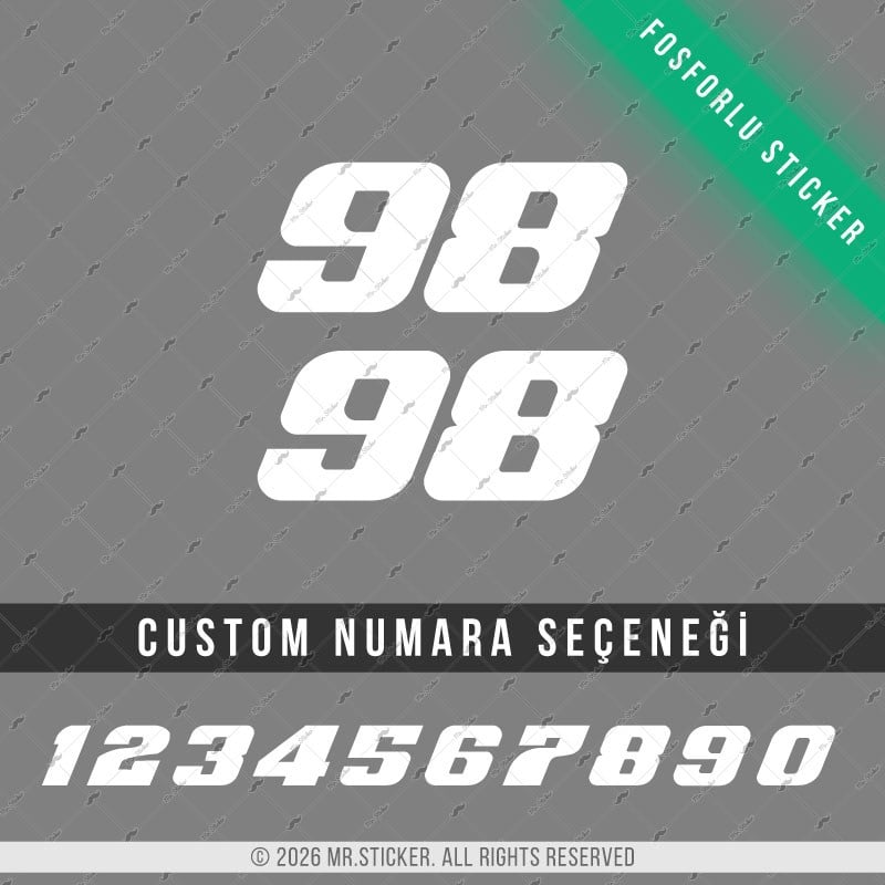 GIDW2 Numara Seçenekli Karanlıkta Işıldayan 2li Set Numara Stickerı 