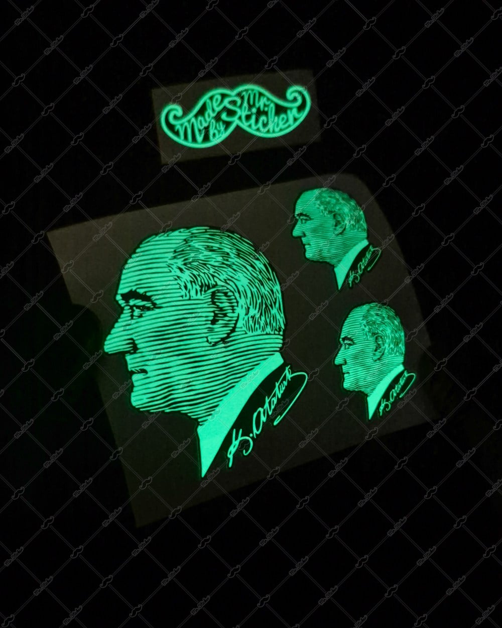 GIDW8 Karanlıkta Işıldayan Ataturk Cizgi Calisma Etiket Seti