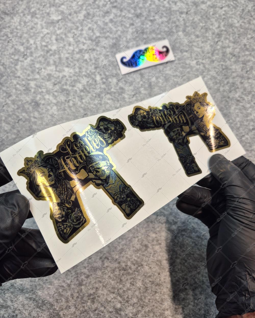 GLD16 Altın Seri Gangsta Motifli Uzi Etiketi Simetrik İkili Set