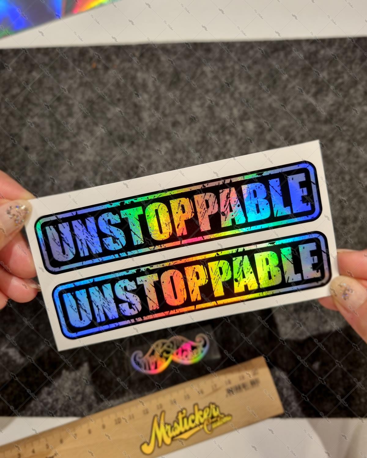 HLG47 Hologram Durdurulamaz (Unstoppable) Yazılı Etiket 2 li Set