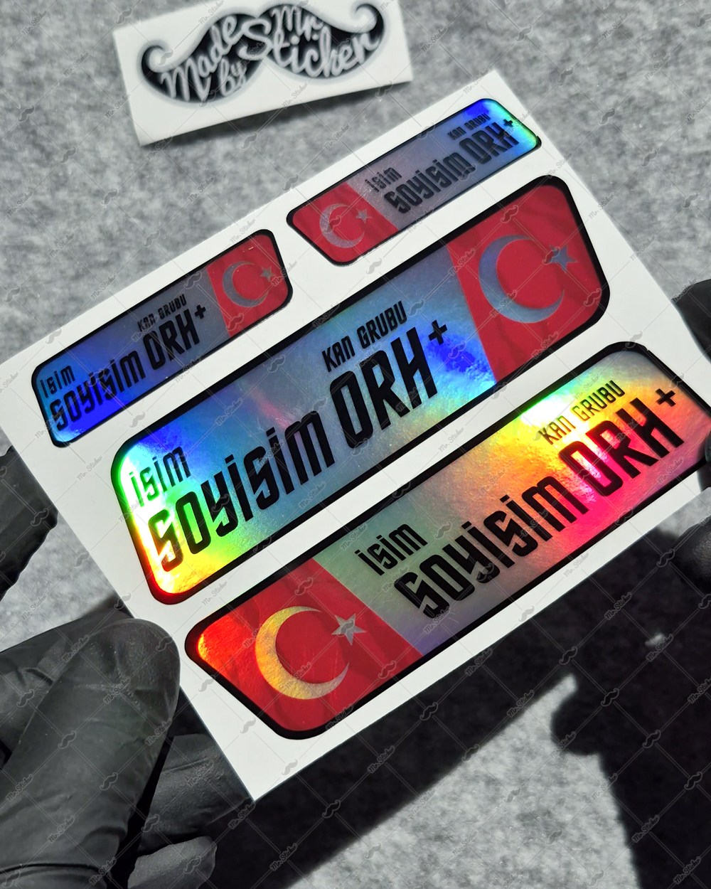HLGBT09 Hologram İsme Özel Kan Grubu Etiket Seti