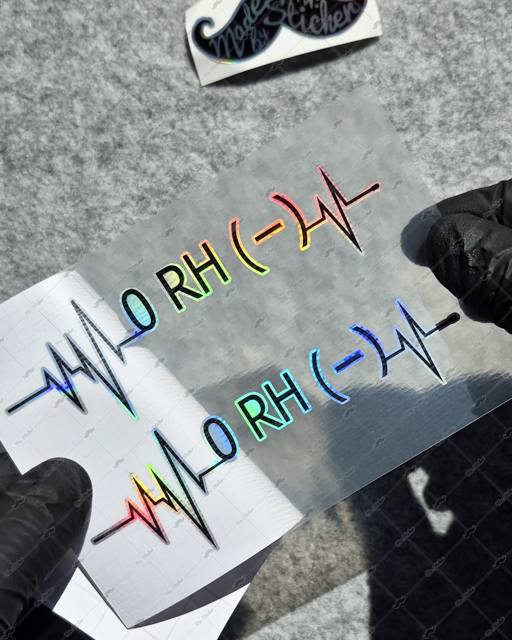 HLGBT41 Hologram Kalp Ritmi Desenli 0 Rh Negatif (-) Kan Grubu Etiketi 2 li Set