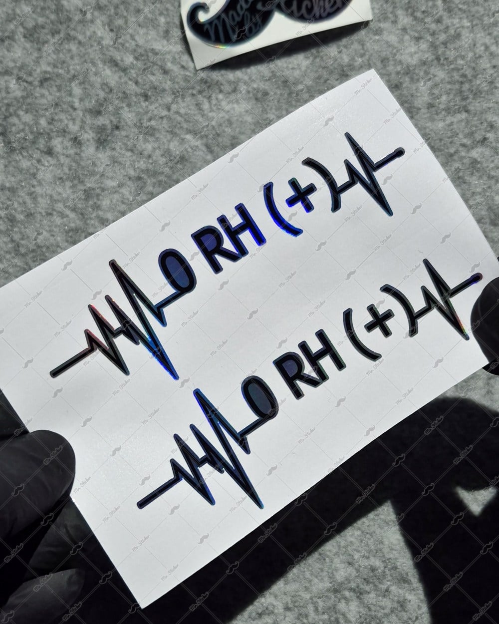 HLGBT42 Hologram Kalp Ritmi Desenli 0 Rh Pozitif (+) Kan Grubu Etiketi 2 li Set
