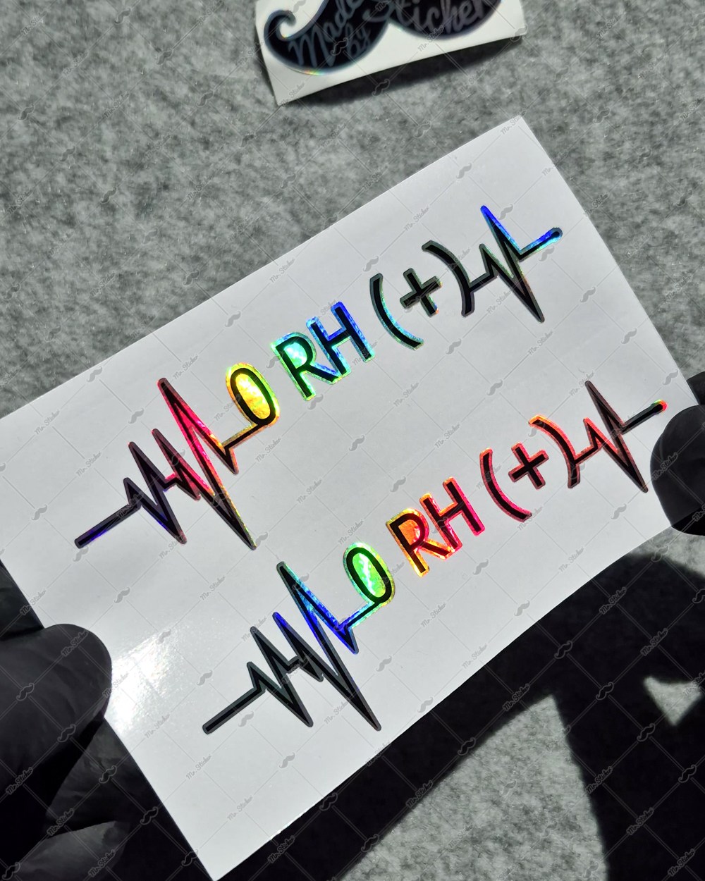 HLGBT42 Hologram Kalp Ritmi Desenli 0 Rh Pozitif (+) Kan Grubu Etiketi 2 li Set