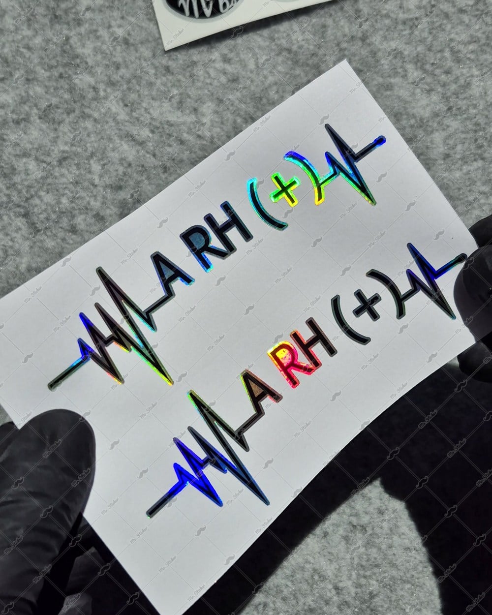 HLGBT43 Hologram Kalp Ritmi Desenli A Rh Pozitif (+) Kan Grubu Etiketi 2 li Set
