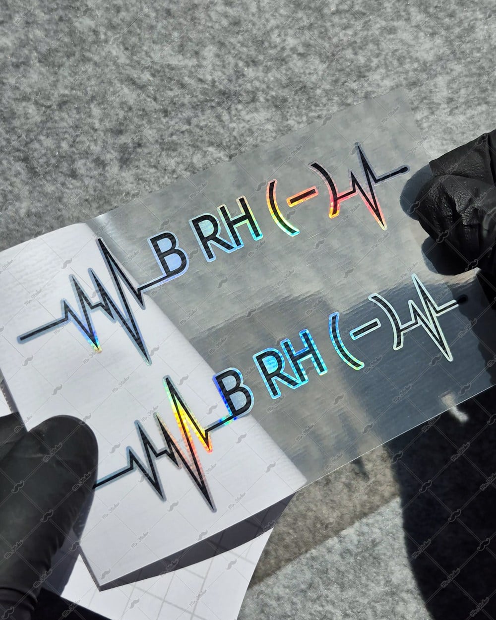 HLGBT46 Hologram Kalp Ritmi Desenli B Rh Negatif (-) Kan Grubu Etiketi 2 li Set
