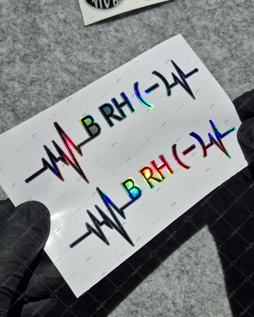 HLGBT46 Hologram Kalp Ritmi Desenli B Rh Negatif (-) Kan Grubu Etiketi 2 li Set
