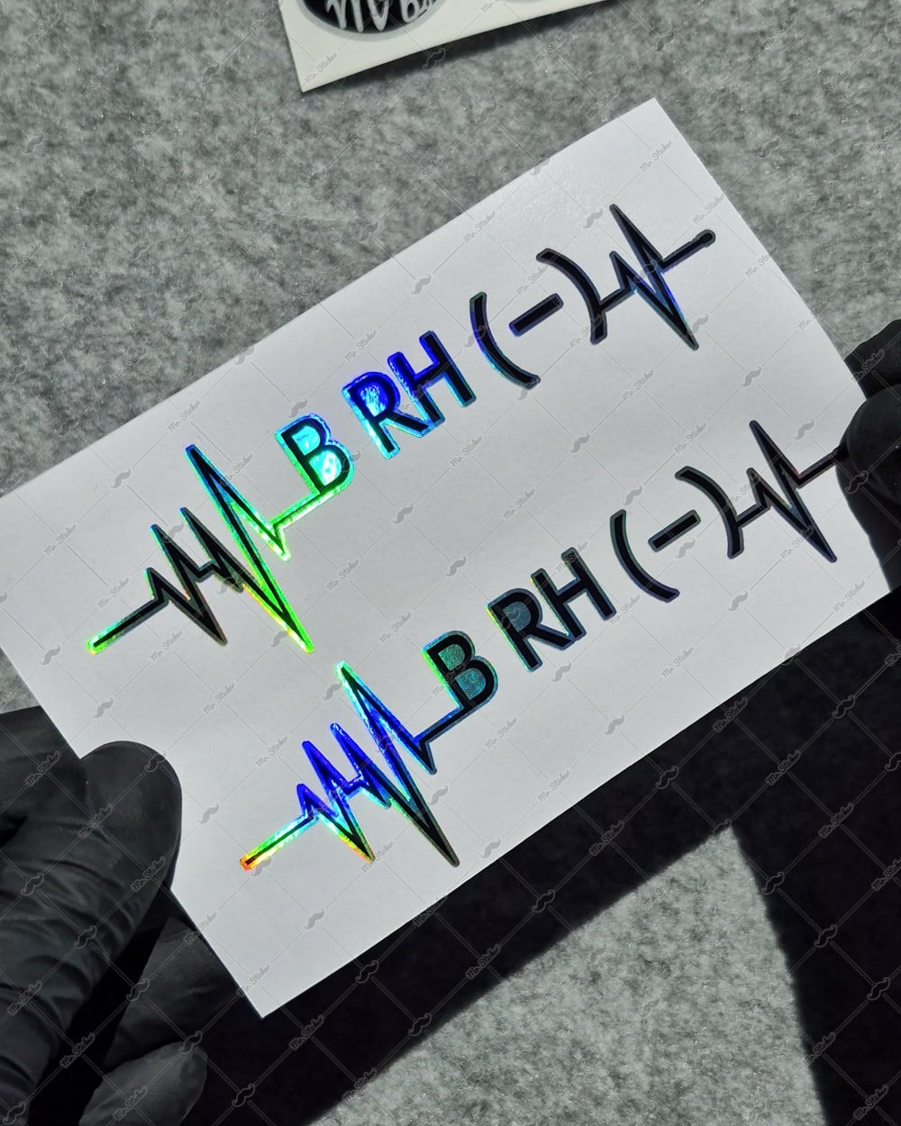 HLGBT46 Hologram Kalp Ritmi Desenli B Rh Negatif (-) Kan Grubu Etiketi 2 li Set