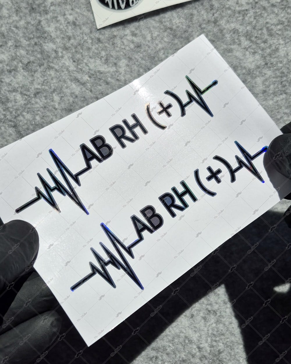 HLGBT47 Hologram Kalp Ritmi Desenli AB Rh Pozitif (+) Kan Grubu Etiketi 2 li Set