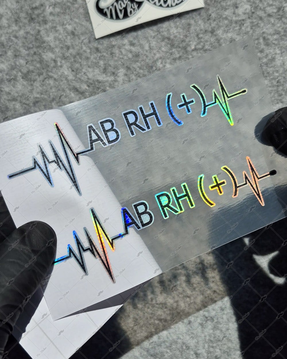 HLGBT47 Hologram Kalp Ritmi Desenli AB Rh Pozitif (+) Kan Grubu Etiketi 2 li Set