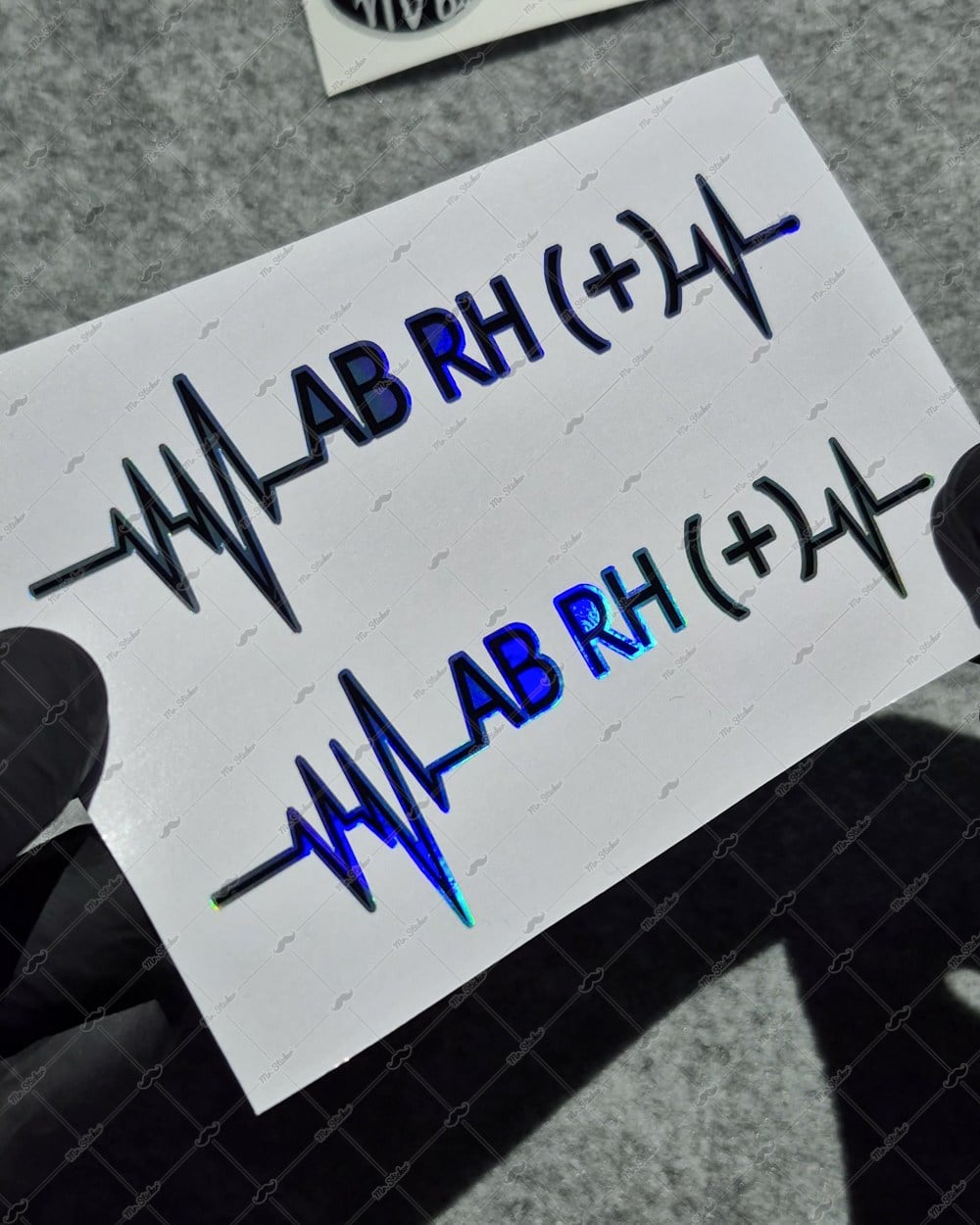 HLGBT47 Hologram Kalp Ritmi Desenli AB Rh Pozitif (+) Kan Grubu Etiketi 2 li Set