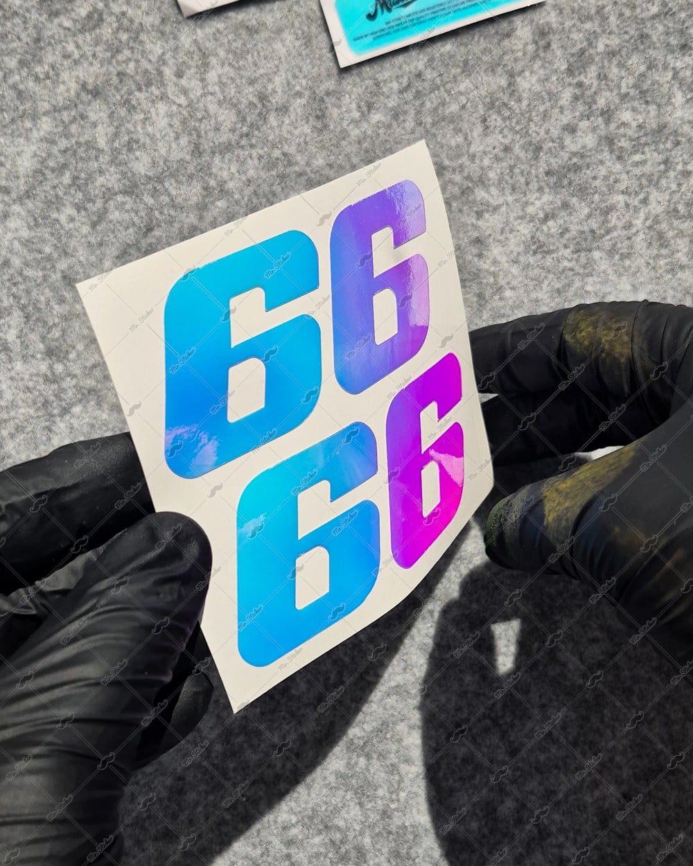 LMT44 Numara Seçenekli Mavi Mor Renk Geçişli 2li Set Numara Stickerı 