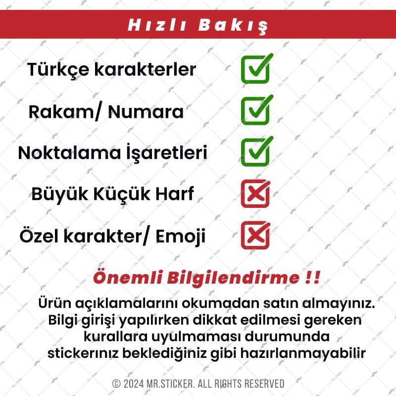 PRS20 Berlin Yazı Tipi 2cm Yükseklik 15 karakter