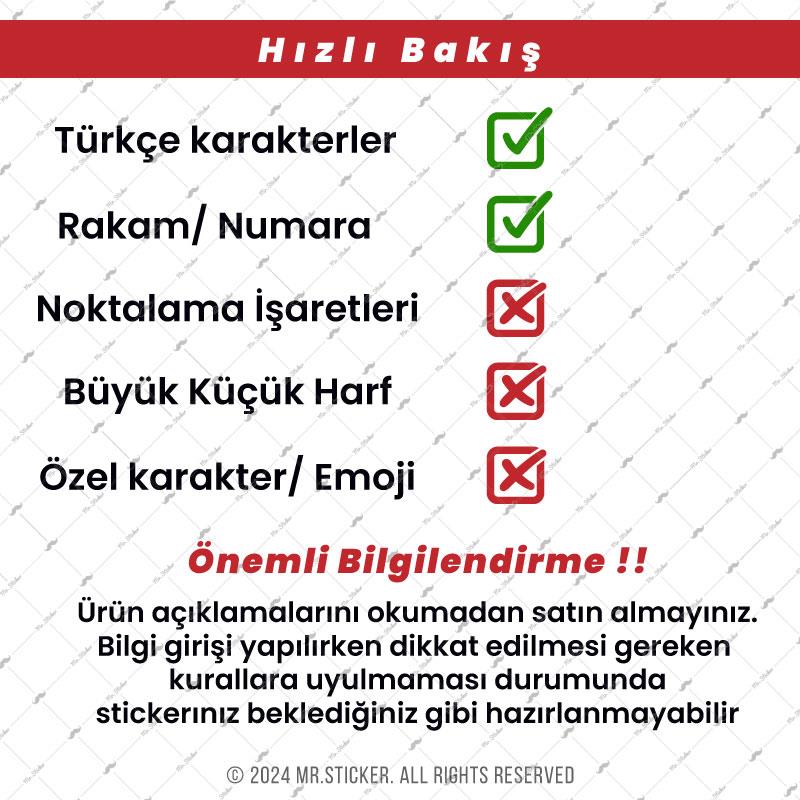 PRS22 Adana Yazı Tipi 2cm Yükseklik 10 karakter