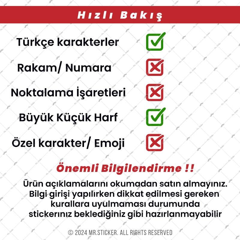 PRS23 Milano Yazı Tipi 2cm Yükseklik 10 karakter