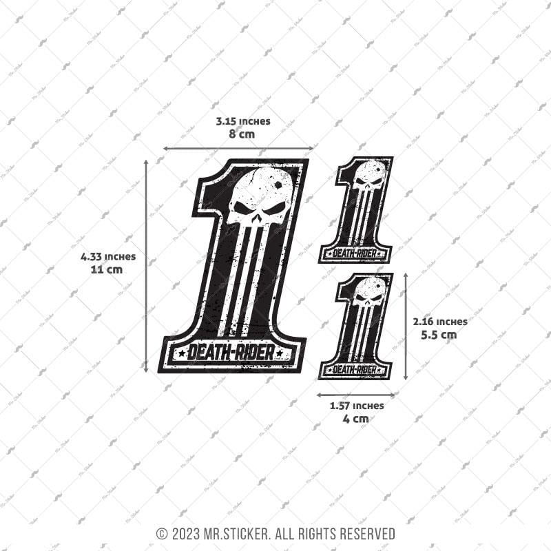 RFHLM271 Reflektif 1 Numara Death Rider Etiketi 3lü Set