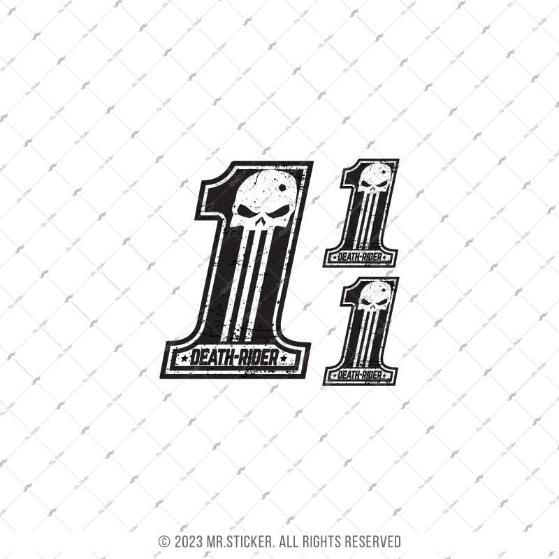 RFHLM271 Reflektif 1 Numara Death Rider Etiketi 3lü Set