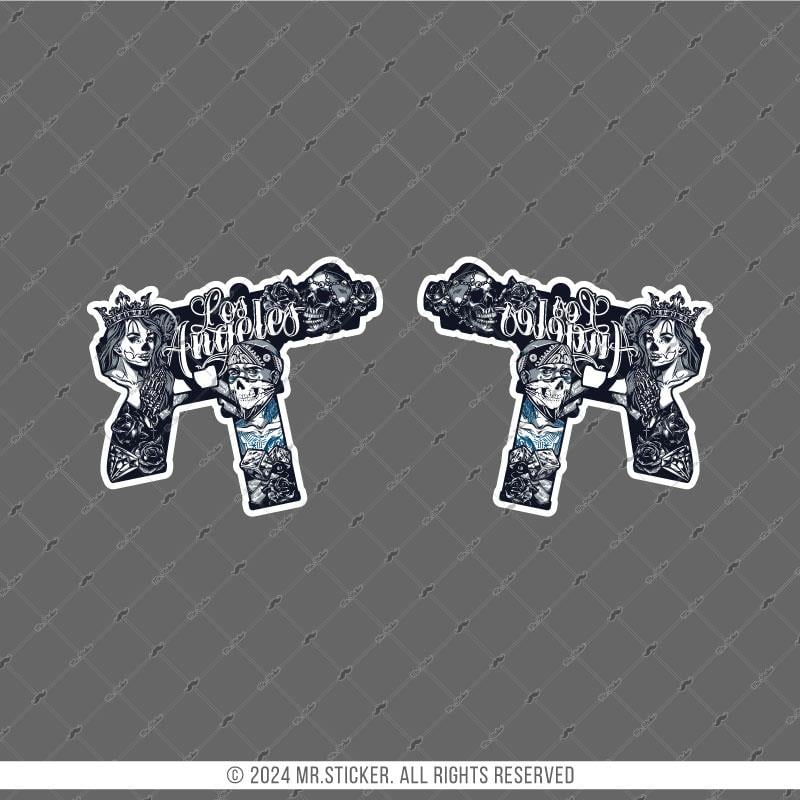 RFHLM277 Reflektif Gengsta Motifli Uzi Etiketi Simetrik İkili Set
