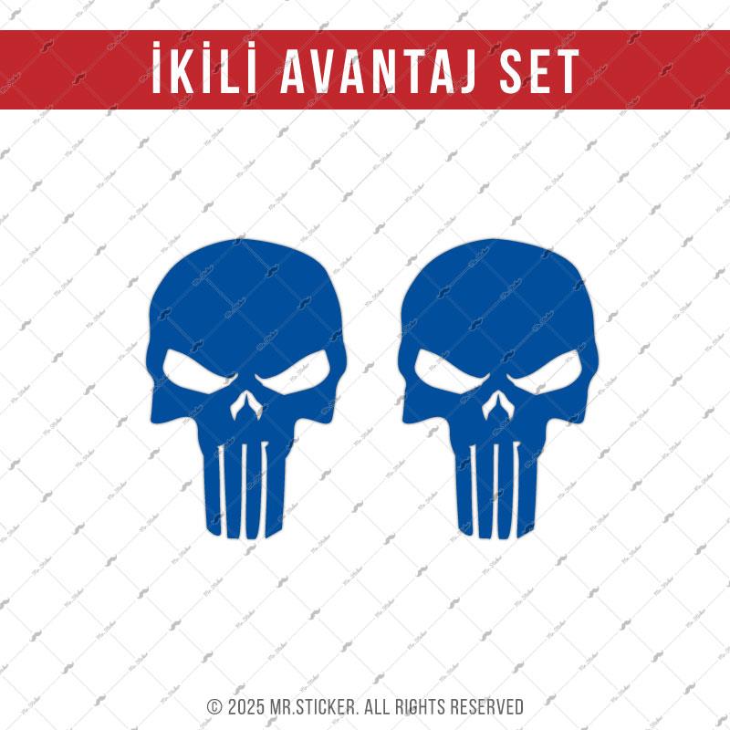 SKL60 Mat Koyu Mavi Kurukafa Stickerı | Fırsat Ürünü