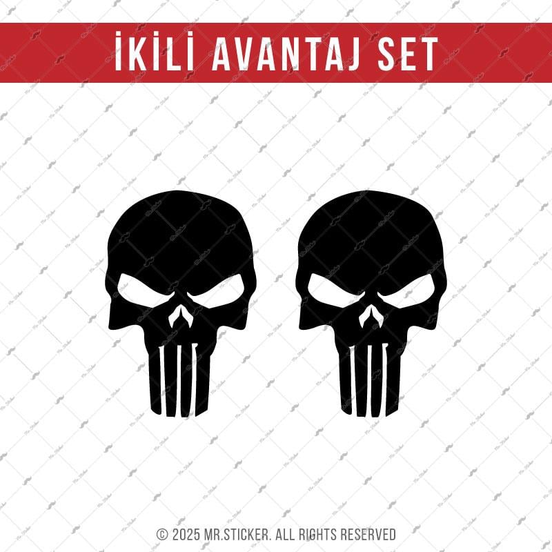 SKL60 Mat Siyah Kurukafa Stickerı | Fırsat Ürünü